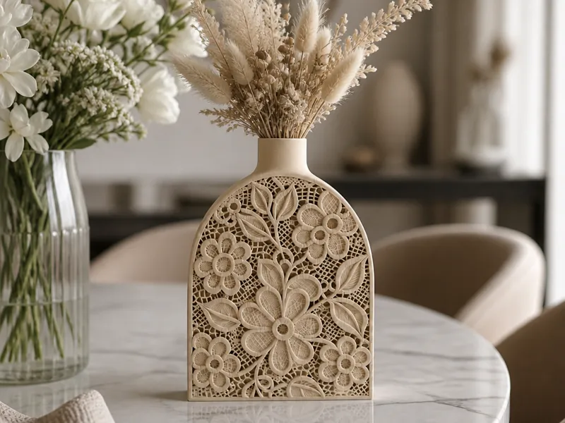 Lace Vase with Intricate Floral Design