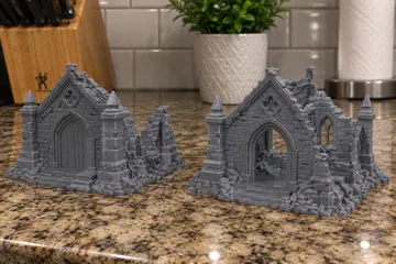 Modelo para impresión 3D: 2 ruined mausoleums / tombs / crypt grave yards — vista de referencia 2
