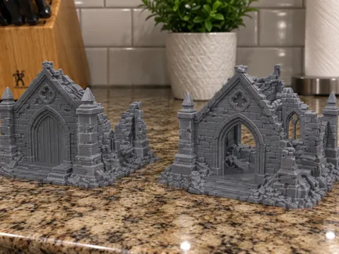 Modelo para impresión 3D: 2 ruined mausoleums / tombs / crypt grave yards — referencia de MakerWorld