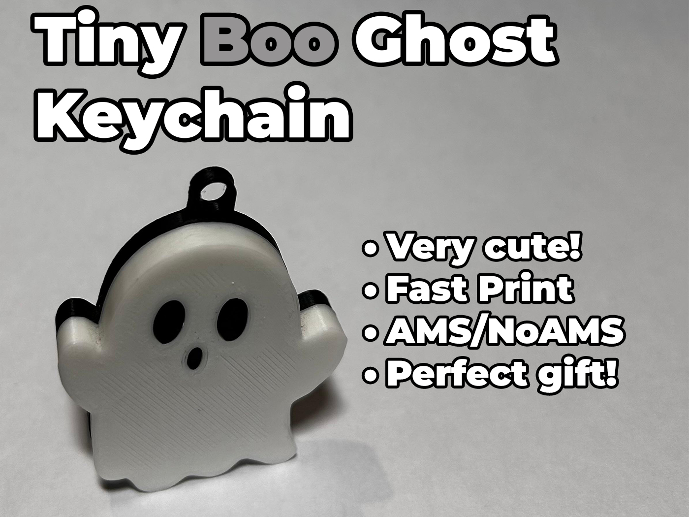 Tiny Boo Ghost Keychain(Fast Print|Cute Gift Idea)