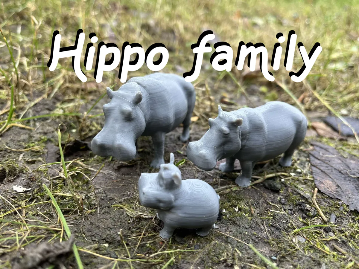 Famille d'hippopotames