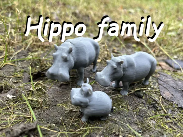 Famille d'hippopotames