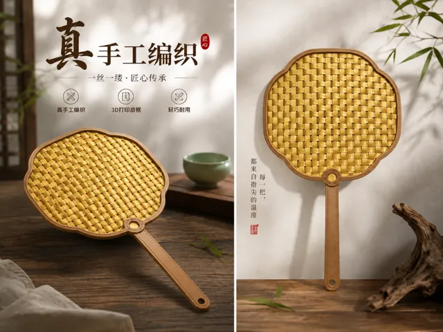 真手工编织的小团扇