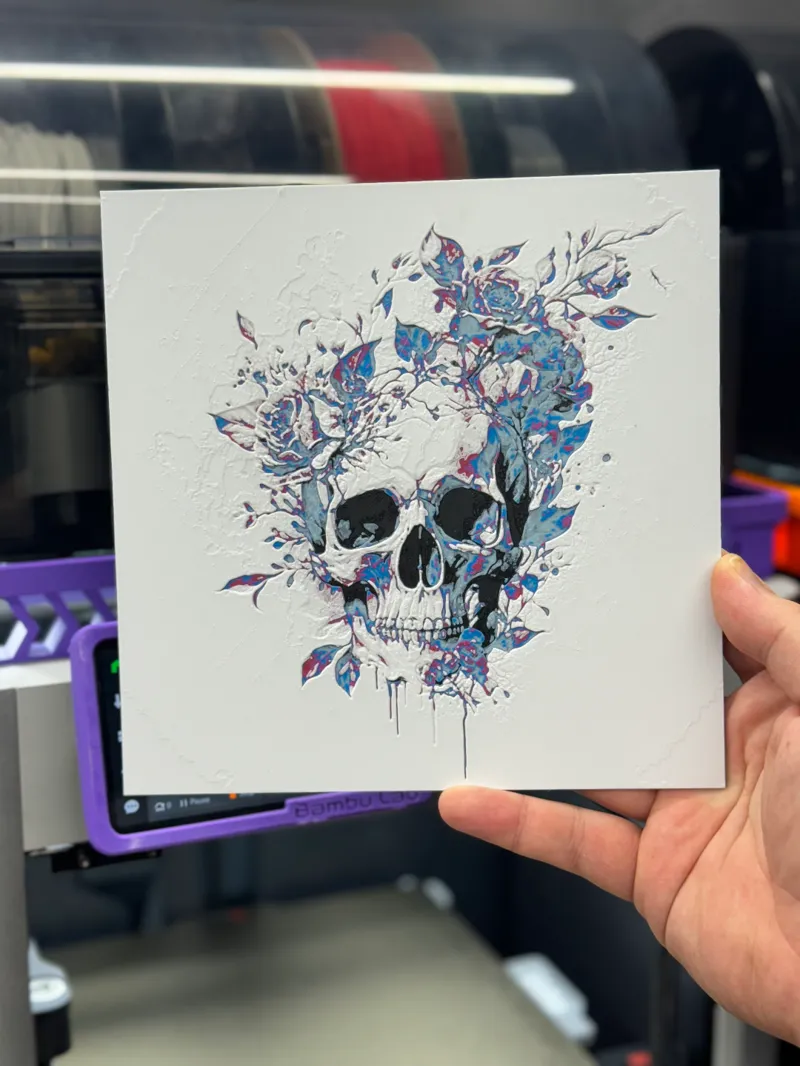 Skull And Flowers | Hueforge