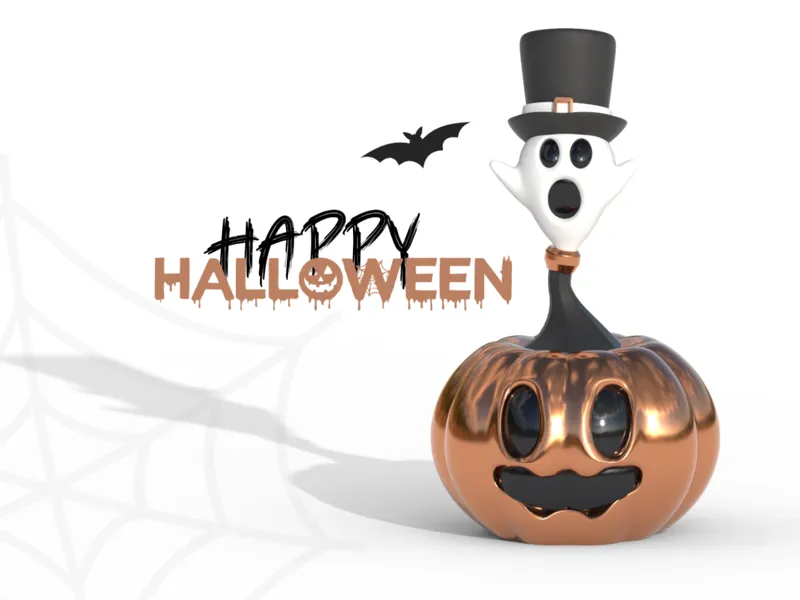 Halloween Pumpkin and Ghost friend