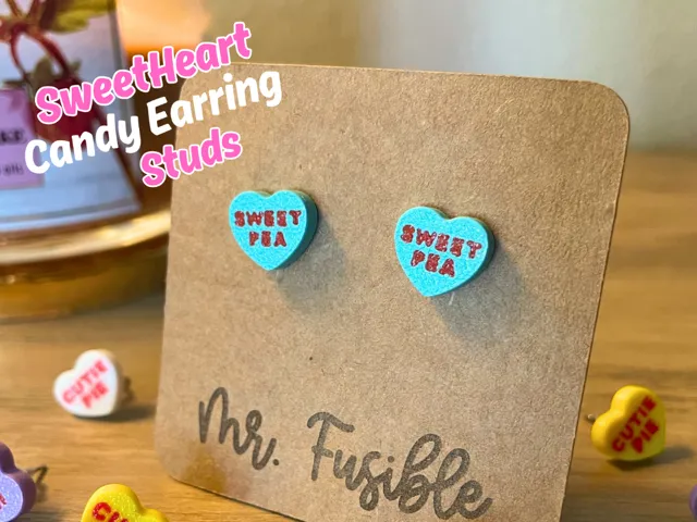 Valentines Sweetheart Candy Heart Earrings Studs