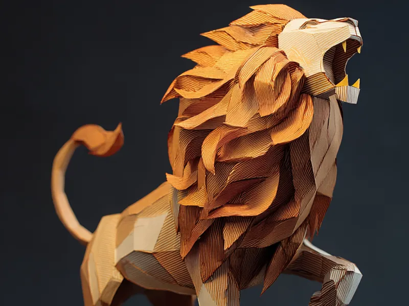 Roaring lion - Papercraft style