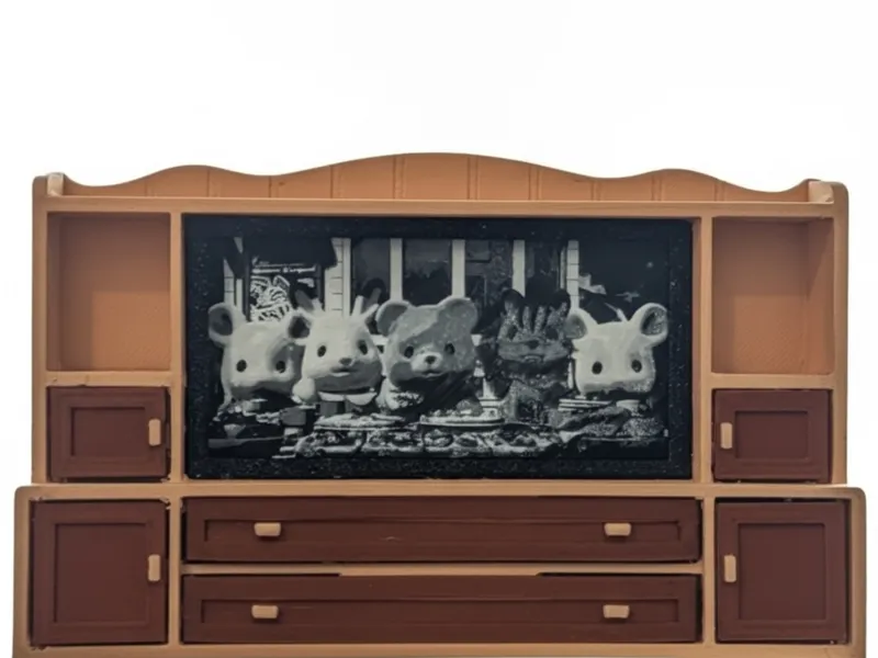Calico Critter TV stand and TV