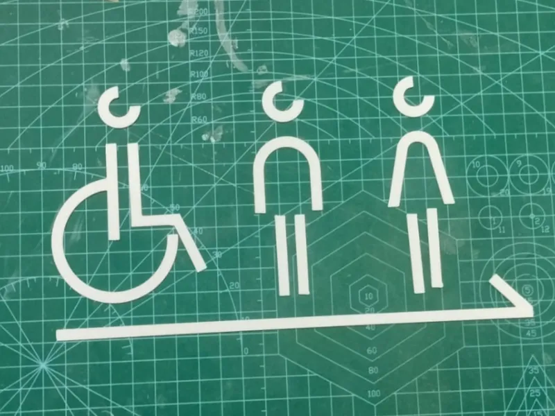 WC sign + mounting stencil