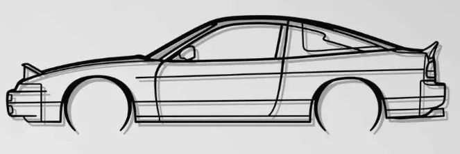 240sx S13 Hatch Silhouette Wall Art