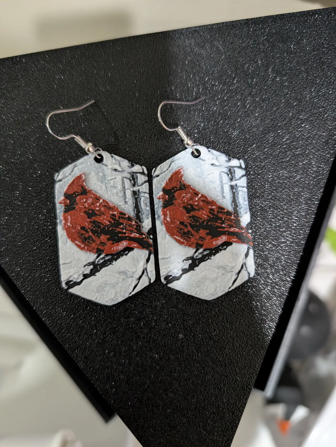 Winter Cardinal Earrings view 2