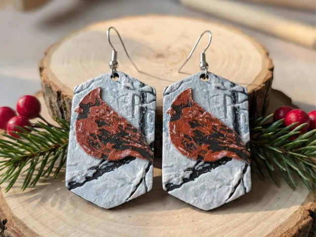 Winter Cardinal Earrings