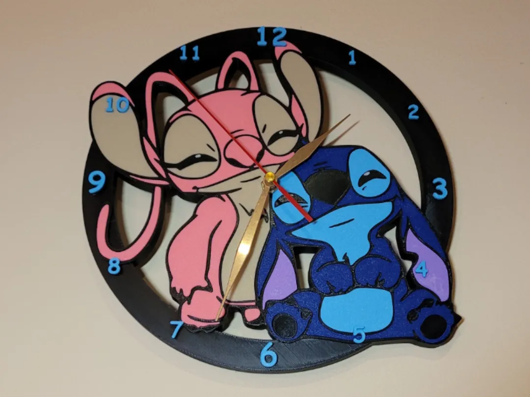 stitch-angel-wall-clock-no-ams-free-3d-print-model-makerworld
