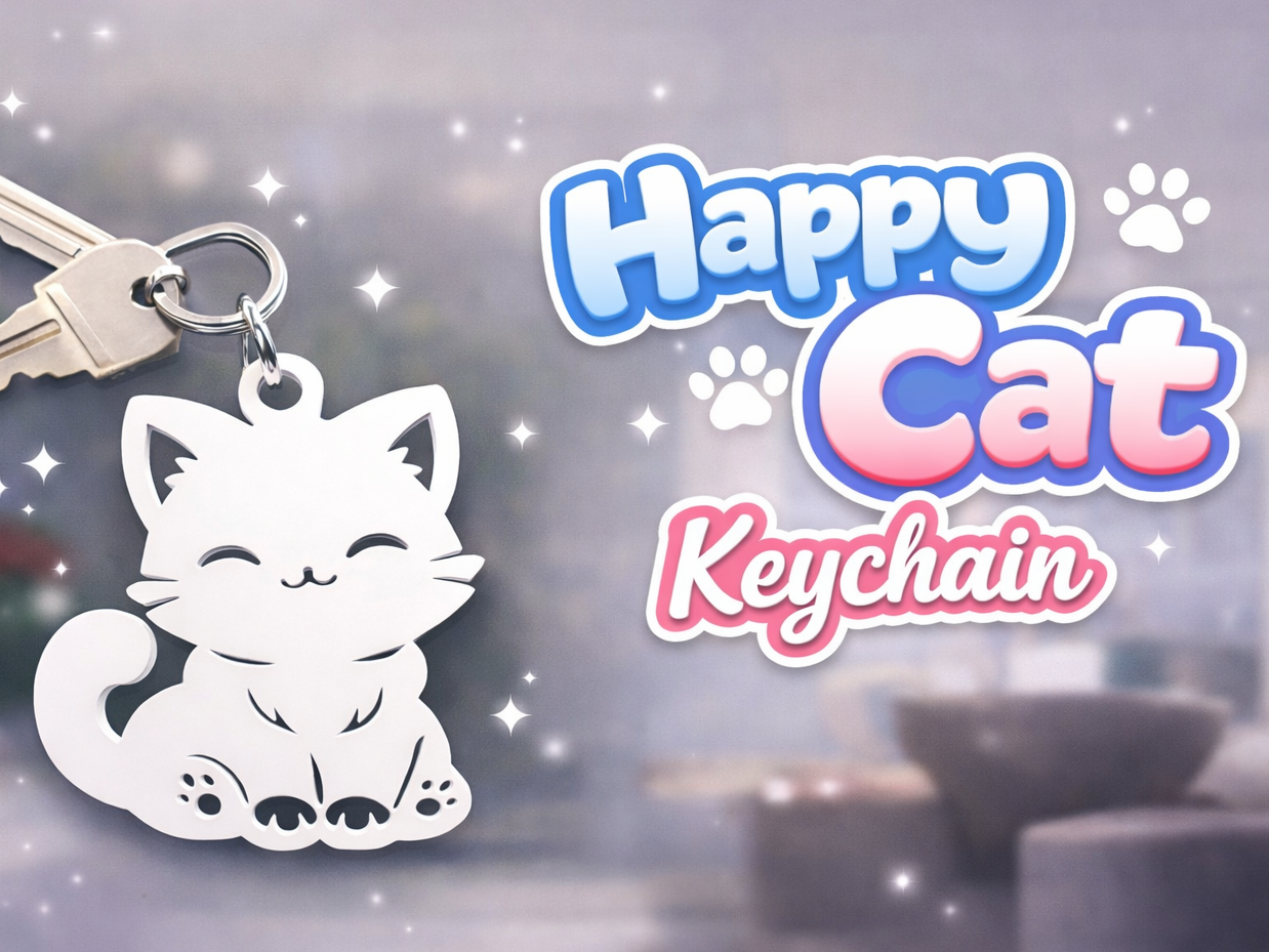 Happy Cat Keychain – Kawaii Kitty One-Piece Charm