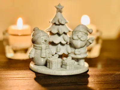 Festive Trio - Santa, Snowman & Tree Diorama