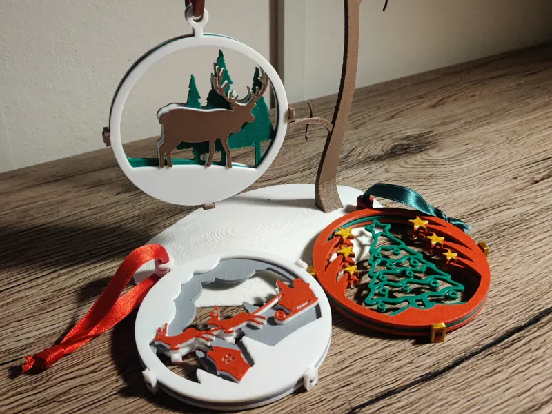 Layered Christmas ornaments (set of 3)