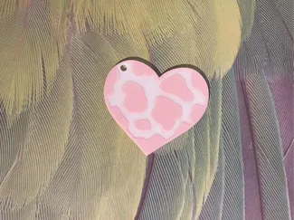 Cow print heart keychain/tag