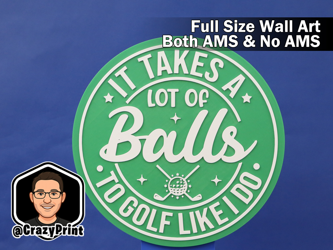 It takes balls! Funny Golf Sign / Wall Art -No AMS