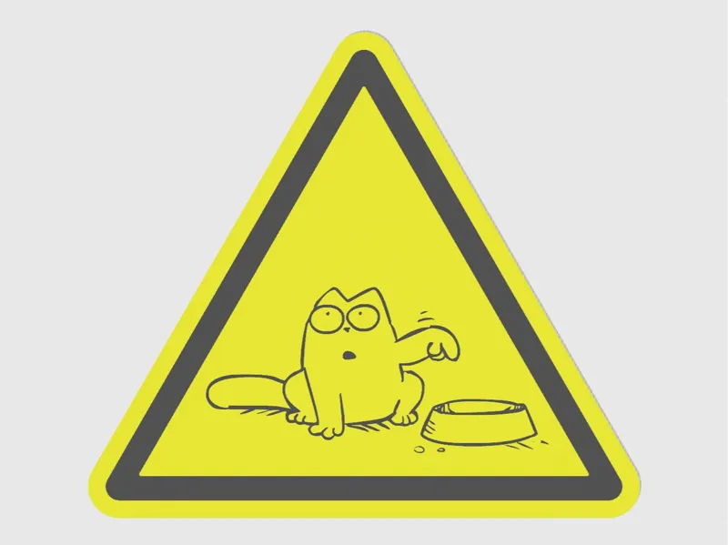 Simon's Cat inspired hungry Cat Caution Sign