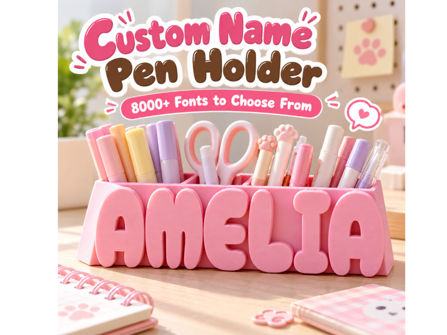 Custom Pen Holder Personalized Desk Organizer Name - 1