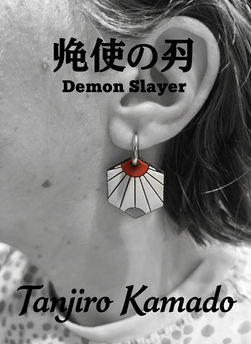 Pendientes Tanjiro Hexagonales - Kimetsu No Yaiba view 2