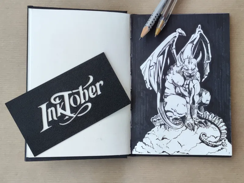 Inktober Logo Stencil for Sketchbooks in A6, A5 and A4 sizes, spray paint and tracing