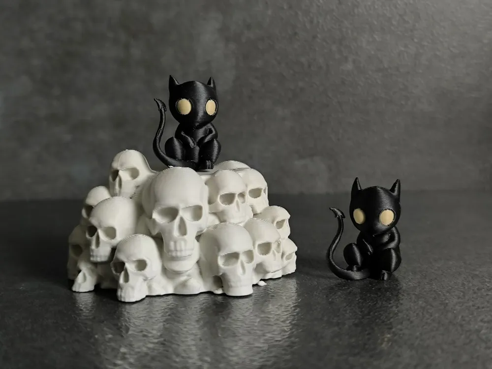 Little Devil on Skulls Altar - Free 3D Print Model - MakerWorld