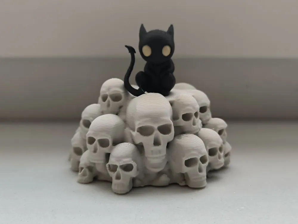 Little Devil on Skulls Altar - Free 3D Print Model - MakerWorld