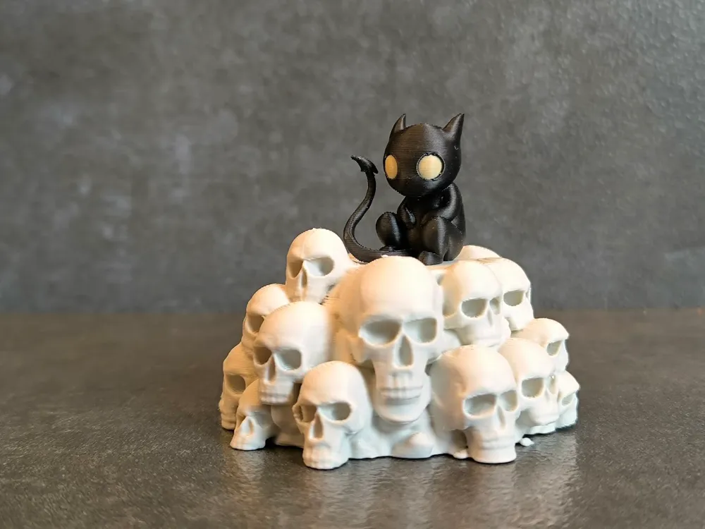 Little Devil on Skulls Altar - Free 3D Print Model - MakerWorld
