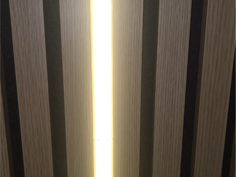 Acoustic wall slatwall panel cob light diffuser