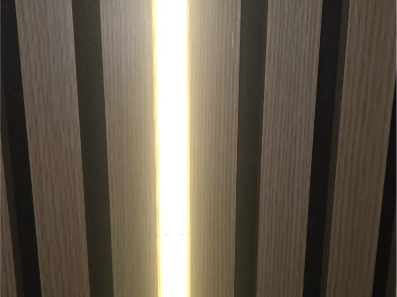 Acoustic wall slatwall panel cob light diffuser