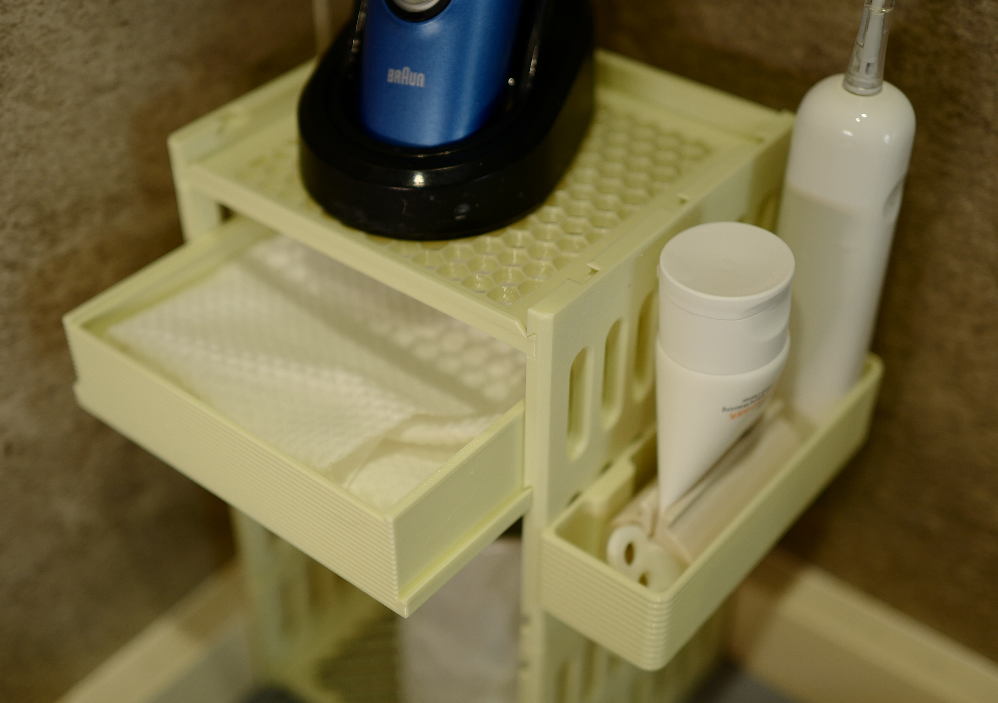 Miniatura 2 do modelo 3D 全打印件模块化卫浴收纳自由组装置物架（自由层板、密封抽屉盒、侧挂置物架，侧挂钩）