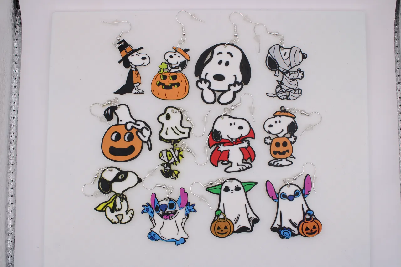 Snoopy, Stich and Yoda Halloween Earrings view 2