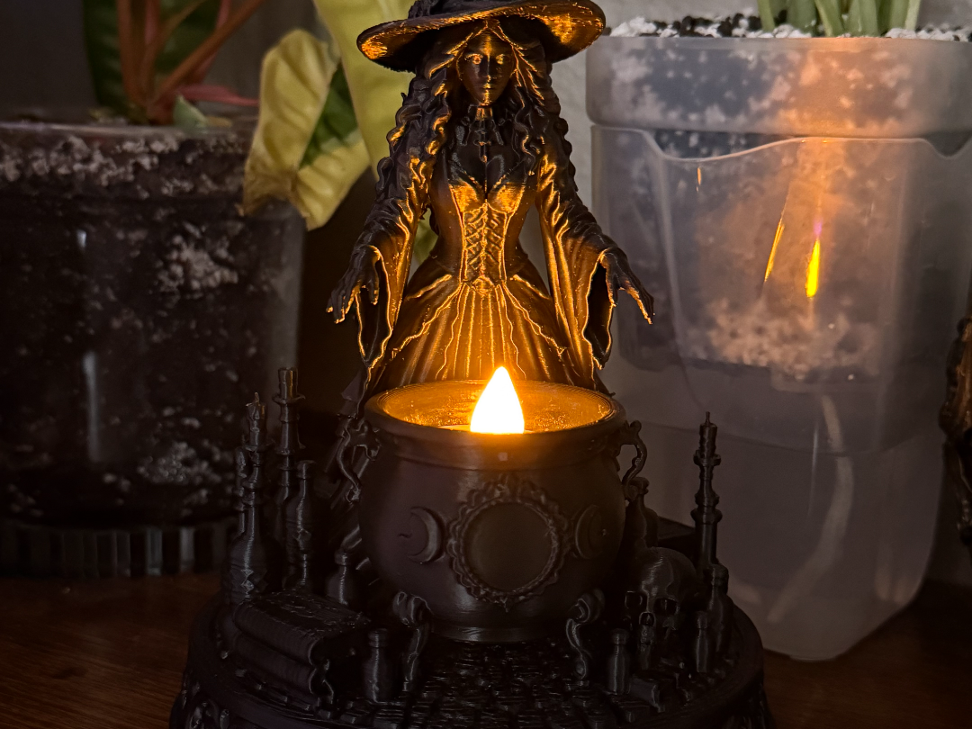 Witch with Cauldron Tealight - 3D printed Decor, in stock in India