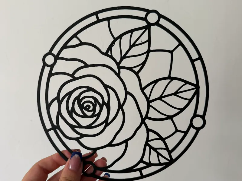 Décoration murale effet Vitrail - demi rose