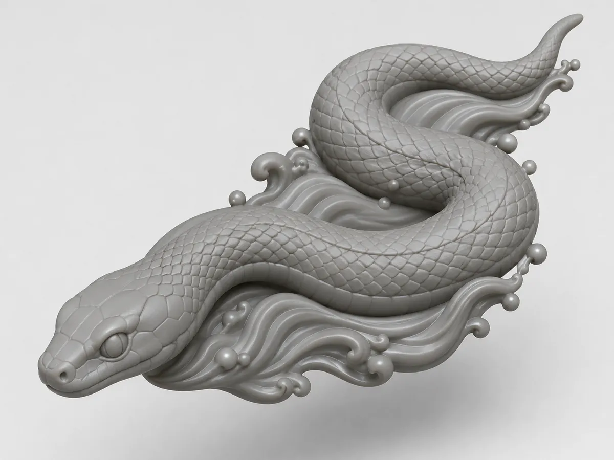 Snake swiming through water - Free 3D Print Model - MakerWorld
