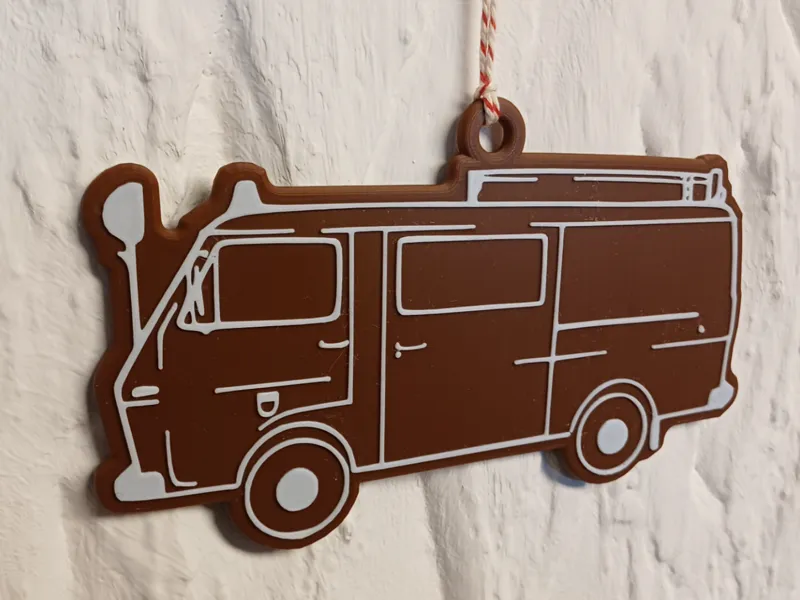 VW LT Feuerwehr - Lebkuchen Anhänger - 15 cm