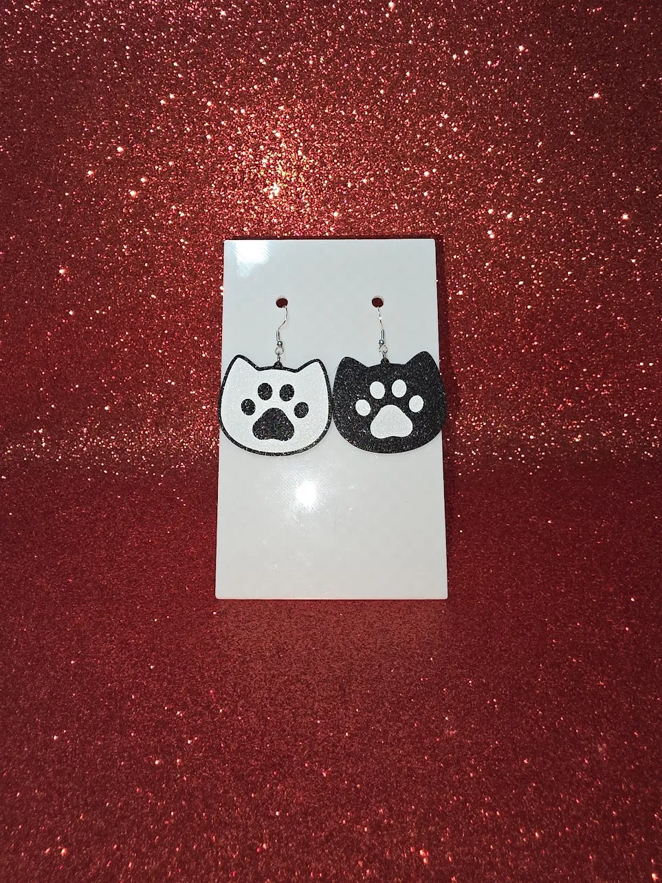 Kitten paws earrings view 2