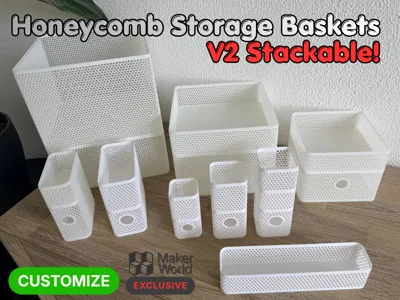 Stackable Honeycomb Baskets - 107 Sizes + Custom