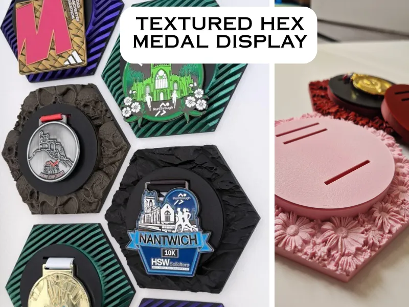 Hexagon Medal Display Textured