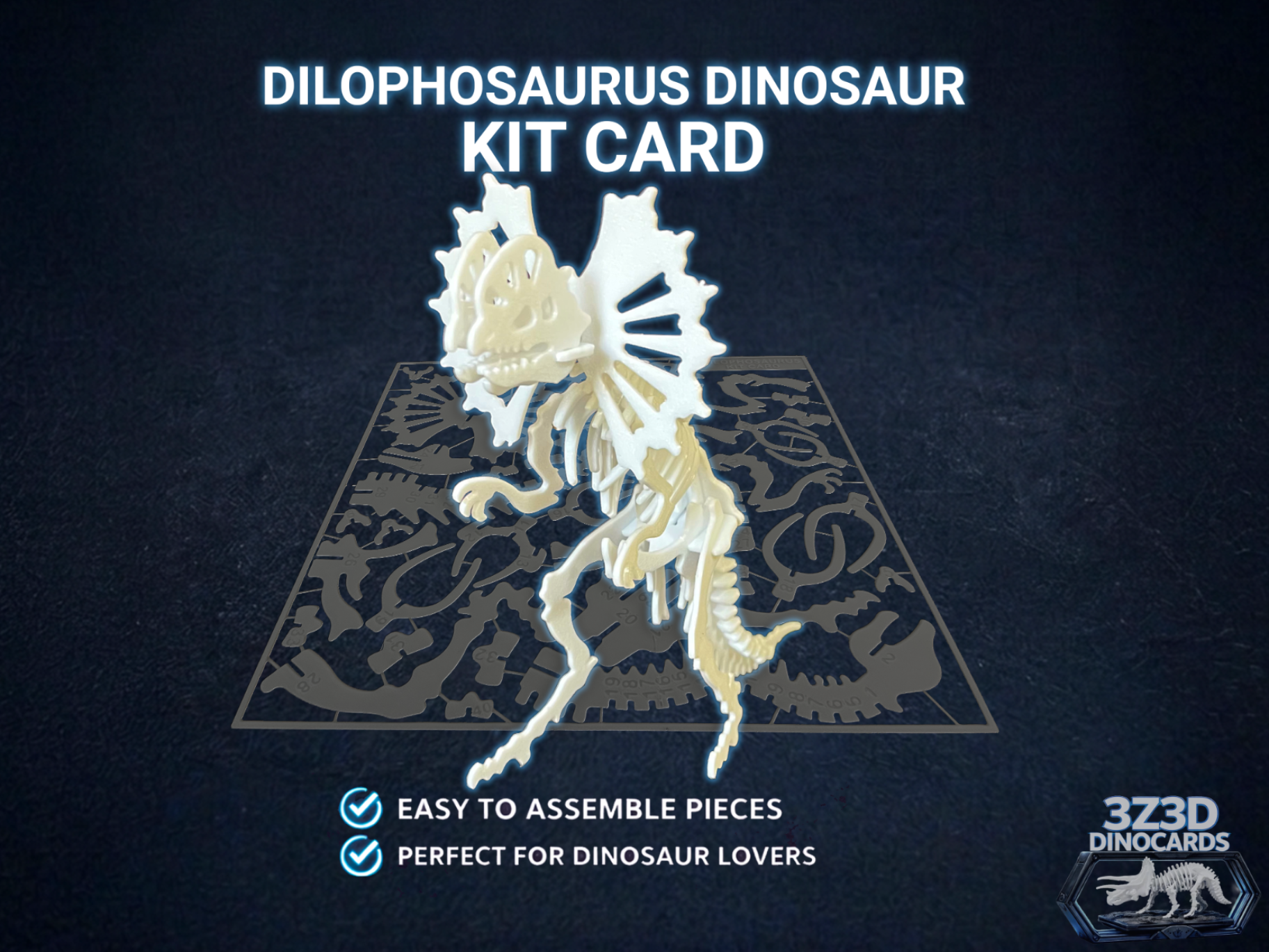 Dilophosaurus Dinosaur Kit Card Puzzle - DinoCards