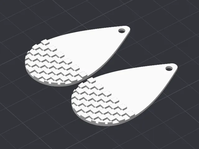 Boucles d'oreille gouttes avec carrés en relief