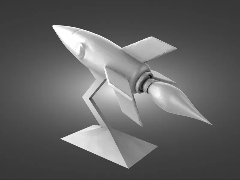 Model Toy Rocket with Stand