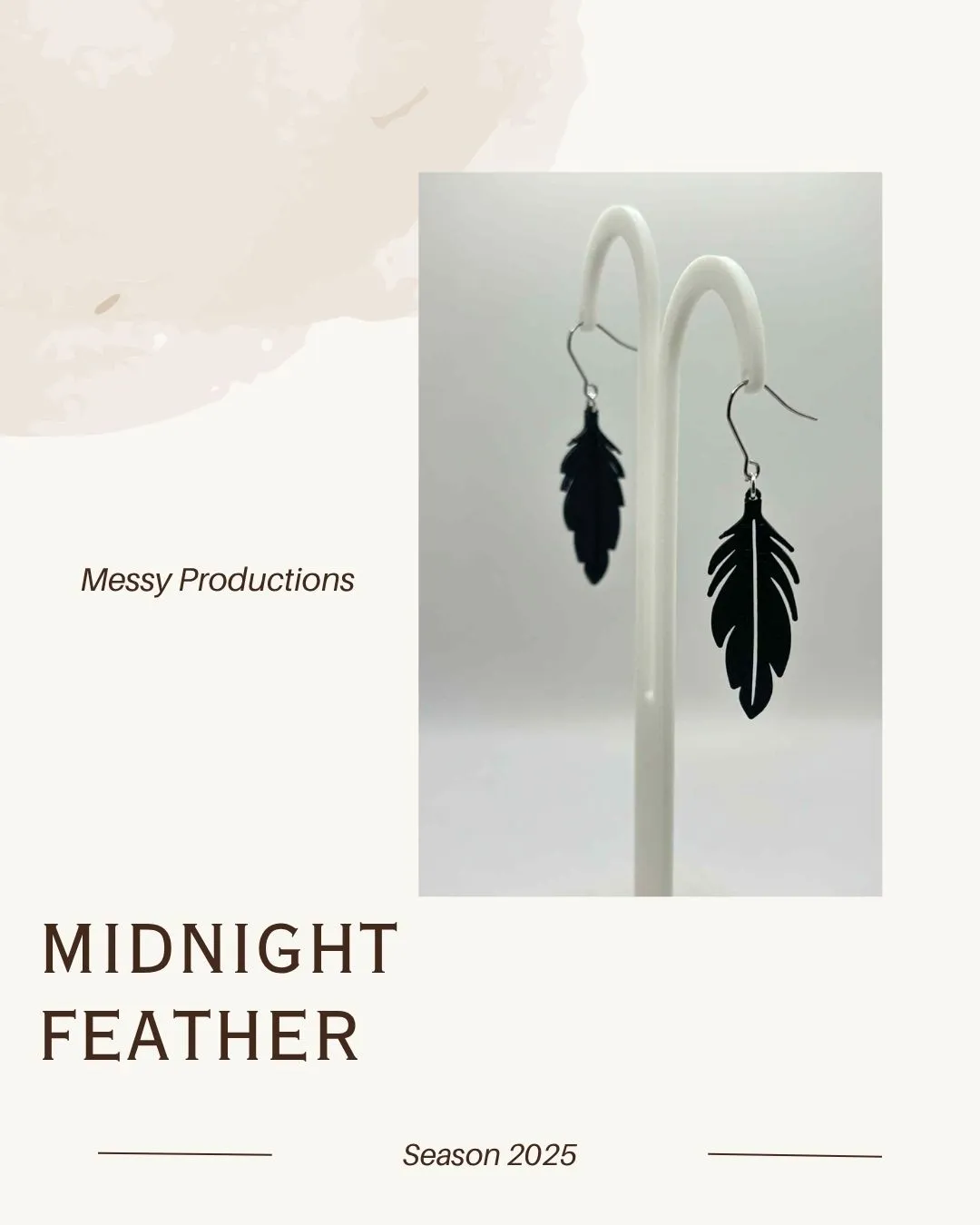 Black Feather Earrings view 3