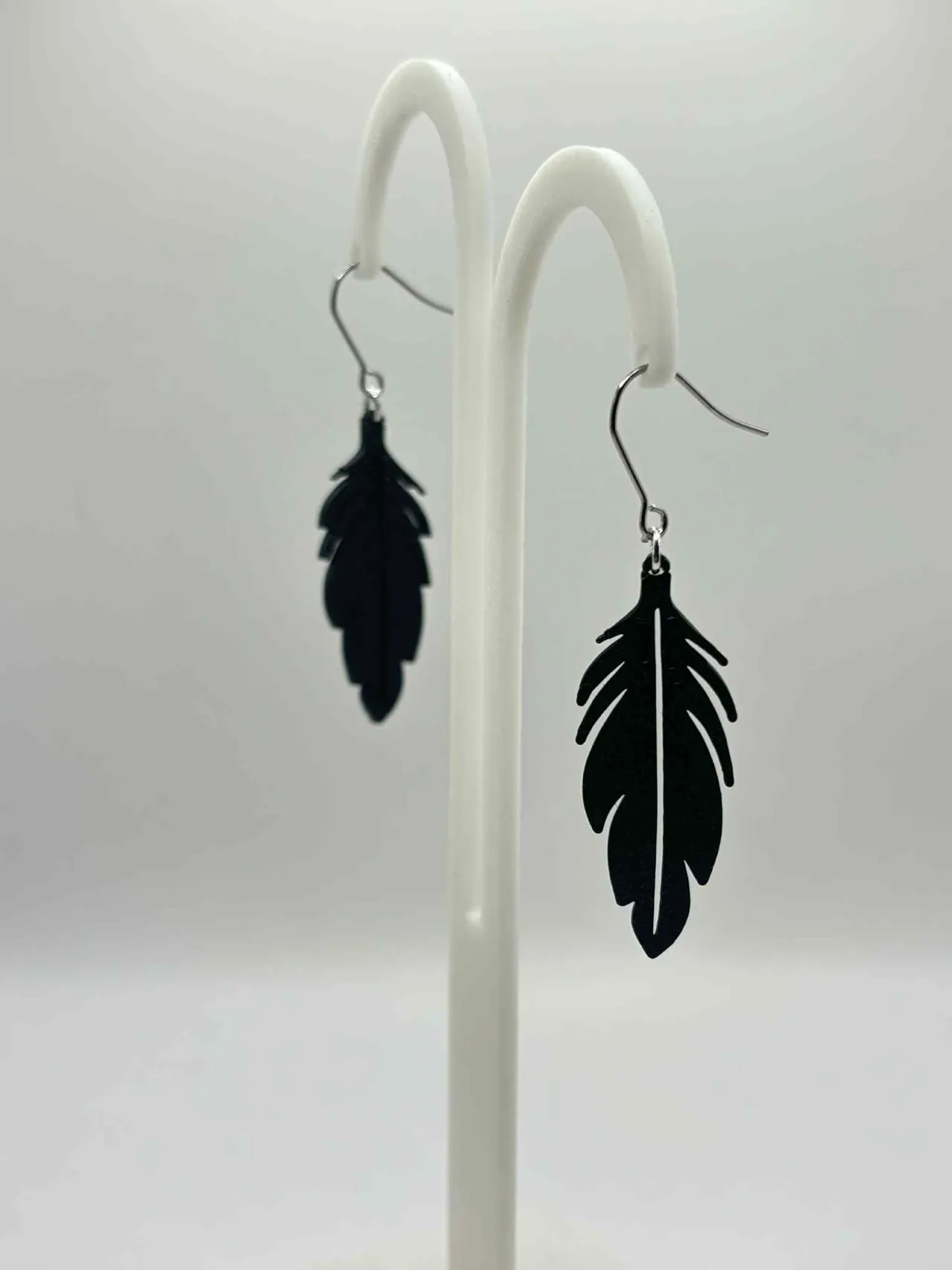 Black Feather Earrings view 2
