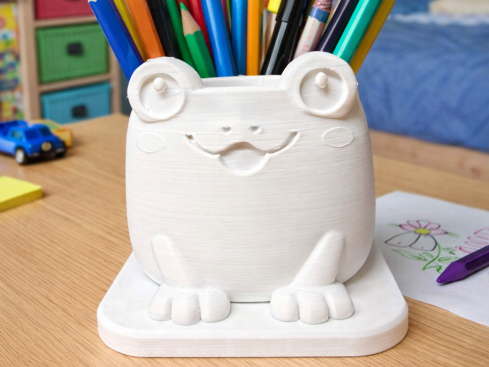 Cute Frog Pencil Holder– Minimalist Desk Organizer