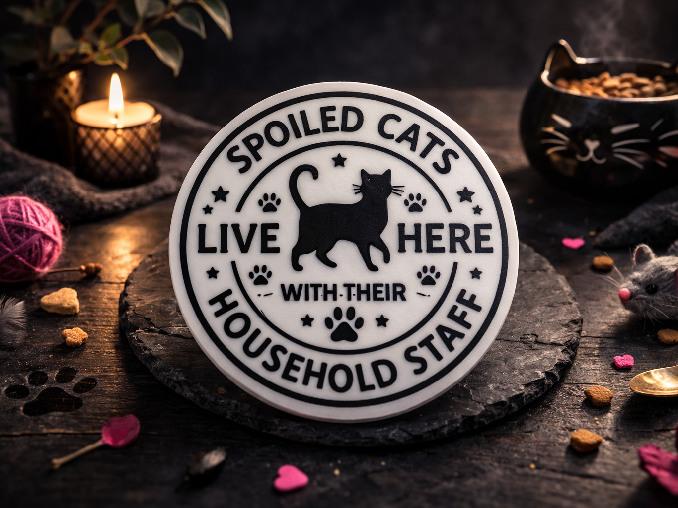 Spoiled Cats Live Here – Household Staff Coaster