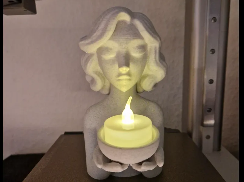Woman LED Tealight Holder Statue Decor