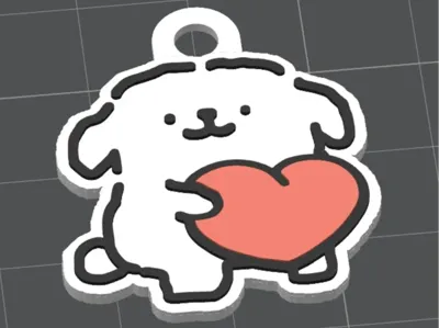 Wireframe Puppy Love Keychain Squishy Maltese Dog Keychain