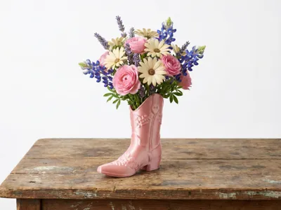 Cowgirl Boot Vase